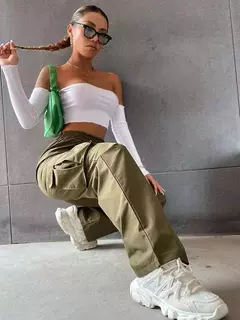 Calça casual feminina de jogger larga, calça cargueira reta chique, cintura alta elástica, calça extragrande elegante, moda feminina
