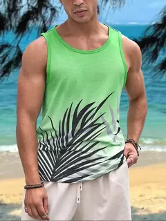 Camisola regata sem mangas estilo havaiano masculina, top casual diário, moda praia ao ar livre, gola redonda, verão, novo, 2022 na internet