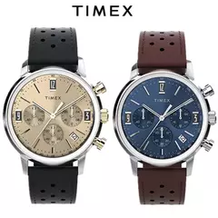 TIMEX-Men's Luxury Trend Quartz Watch, Impermeável, Multi Função, Fantasia, Redondo, Inoxidável, Três Olhos
