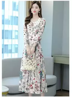 Vestido fragmentado de manga longa para mulheres, saia emagrecedora elegante, emagrecimento suaviza sua silhueta, saia linha A, além da fronteira, outono, nova, 2021