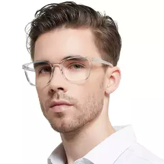 Óculos de leitura quadrados grandes para homens, anti luz azul, óculos acabados, óculos de computador presbiopia, leitor masculino na internet
