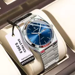 POEDAGAR-Relógio Quartzo de Luxo Masculino, Impermeável, Luminoso, Data Week, Aço Inoxidável, Casual, Relógio Masculino, Caixa Incluída - loja online