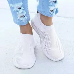 2024 novos sapatos casuais moda tênis para mulheres andando cor sólida tênis feminino deslizamento em meia senhoras sapatos planos mulher - loja online