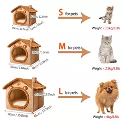 Casa de estimação dobrável para cães extra pequenos, casa lavável do gato, caverna do filhote, sofá-cama, cama removível - loja online