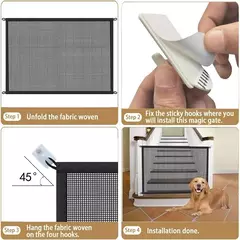 Cercas de barreira para cães de estimação, com 4 peças de gancho, rede isolada para animais de estimação, portão de escadas, novo cercadinho dobrável de malha respirável para cerca de segurança de cães