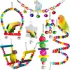 7 pçs papagaio brinquedo gaiola de pássaros acessórios para pássaros espelho da escada balanço sino brinquedo de pássaro
