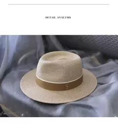 Chapéu Sol Praia Aba Larga para Homens e Mulheres, Fedora Proteção UV, Chapéu Panamá de Palha Suave, Designer Sênior, Tamanho Grande, Verão, 61cm - comprar online