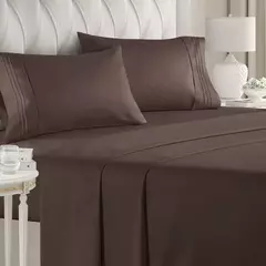 Battilo-Cama de casal Set Sheets, folha plana com Pillowscaso, Luxo Cooling, King and Queen, cama de tamanho completo, 4 PCs