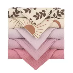 Baby's Soft Absorbent Gaze Algodão Toalhas, Face Wipe, Lenço, Banhando Toalhinha de alimentação, 5Pcs
