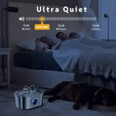 Dispensador de animais de estimação de aço inoxidável, 108oz/3.2l, água para gatos, com luz led, bomba silenciosa, fonte automática para gato, cachorro, tigela potável