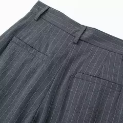 TRAF-Calça formal feminina, calça casual de perna larga, listrada, cinza, preta, cintura alta, terno largo, roupa de escritório na internet