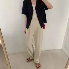 HELIAR-calça feminina de cintura alta, calça reta para senhoras do escritório, botão casual, calça preta solta, nova, outono - comprar online