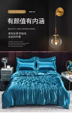 Mulberry Silk Bedding Set, capa de edredão, lençol, fronha, lençol de cetim luxo, cor sólida, rei, rainha, completo, Twin Size na internet