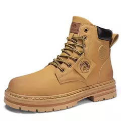 Botas casuais de cano alto masculinas, bota masculina de motocicleta, calçado de trabalho com renda, ruibarbo robusto, retrô, inverno na internet