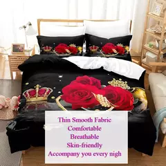 Rosas vermelhas conjunto capa de edredão rainha tamanho rei completa 3d conjuntos cama flor fronha colcha roupa única cama dupla 220x240 200x200 na internet