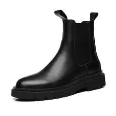 Chuteira de plataforma preta masculina, bota de tornozelo, sapato de escorregar, moda, outono, inverno, novo, 2022 - loja online