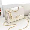 Lantejoula embelezada PU poliéster bolsa crossbody para senhoras, bolsa de ombro pequena, pingente cruz quadrada borla, moda na moda