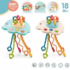 Desenvolvimento De Silicone Chocalho Teether Brinquedos, Montessori, Puxar Cordas Jogos, 1 Ano Brinquedos De Dentição Para Bebês, 6 12 Meses - loja online