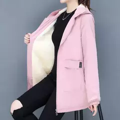 Casaco de algodão acolchoado de comprimento médio feminino, lã de cordeiro grossa quente, blusa feminina com capuz, todo apto, novo, outono, inverno, 2023 - loja online