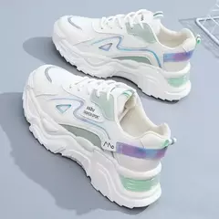 Sapatilhas de plataforma para mulheres, sapatilhas casuais para senhoras, sapatos baixos, verde, 2023 - loja online