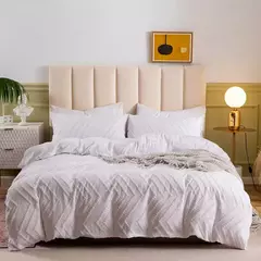 Imagem do Wostar verão branco pitada plissado capa de edredão 220x240cm luxo cama casal colcha conjunto cama rainha king size consolador capa
