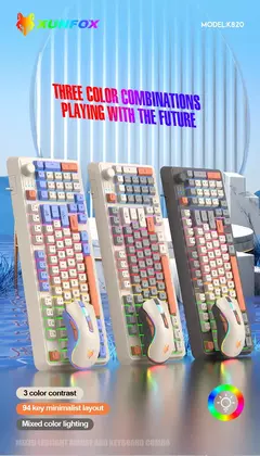 USB Wired Game Keyboard and Mouse Set, Iluminado, Desktop, Laptop, Casa, Escritório, Feminino, Masculino, K820 - comprar online
