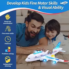 Brinquedo eletrônico do avião com música, piloto automático Flash Sound Aircraft, avião de rotação automática, presente educativo para crianças - Wolf Magazine