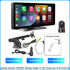 Bqcc 10.26 Polegada portátil mp5 multimídia player de vídeo android auto sem fio carplay tela hd câmera reversa traseira rádio do carro - loja online
