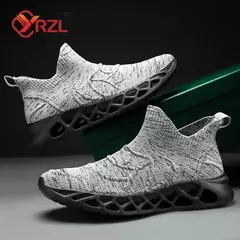 YRZL-tênis de meia preta masculina, tênis de malha casual, respirável, sola grossa, leve, plataforma, corrida, moda verão, tamanho 47