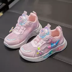 Desenhos animados infantis Anime Kuromi calçados esportivos, malha, fofo, moinho de vento, casual, botão rotativo, tênis, meninas, crianças, moda - loja online