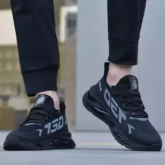 Calçado esportivo masculino casual de malha leve, respirável, legal, correndo, sola macia, confortável, antiderrapante, moda masculina, verão - loja online