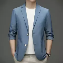 Imagem do Blazer casual fino de seda gelo masculino, roupa masculina, manga comprida, tamanho grande, blazers sólidos finos, protetor solar, moda verão, primavera