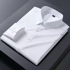 Homens de Manga Longa Stretch Camisas, Anti-Rugas Camisas, Slim Fit, Blusa de Negócios Sociais, Branco, Novo, S-8XL - comprar online