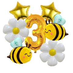 6 pçs abelha margarida dourada 32 polegada número balões de folha de alumínio conjunto margarida flor balão para tema abelha aniversário chá de bebê suprimentos na internet