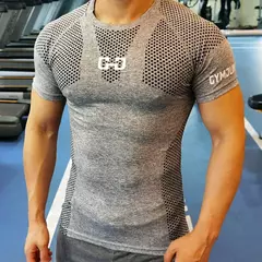 Esporte de secagem rápida camiseta masculina, manga curta apertada, camiseta masculina de compressão ginástica, camiseta musculação, fitness - comprar online
