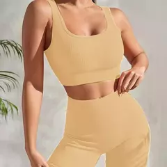 Terno de Yoga Esportivo de Secagem Rápida para Mulheres, Fitness Wear, Rosqueado, Shorts Apertados, Roupas de Treino Apertadas, Pêssego, Clássico - loja online