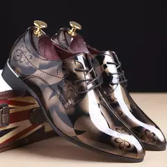 Sapatos masculinos de couro com estampa floral, sapatos formais de escritório, moda de luxo, casamento noivo, vestido Oxford, 37-50 na internet