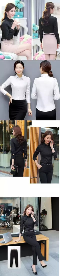 Camisa branca de manga longa feminina, moda profissional, vestido formal, tamanho grande, roupas de trabalho, tops de botão OL, tops femininos na internet