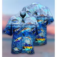 Imagem do Camisas estampadas em 3D papagaio masculinas, camisas havaianas de praia, manga curta, moda casual, lapela de carreira