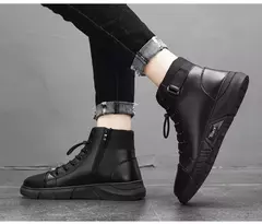 Imagem do Bota masculina clássica de motocicleta, sapato casual, deslizamento alto, ventilação de escritório, versátil