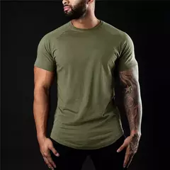 T-shirt lisa do Gym para homens, roupa da aptidão, o-pescoço, manga curta, algodão, ajuste fino, halterofilismo, Tees do exercício, tops, verão