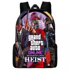Mochila escolar impermeável para meninos e meninas, mochila para Grand Theft Auto Collage, jogo de aventura, bolsa GTA - Wolf Magazine