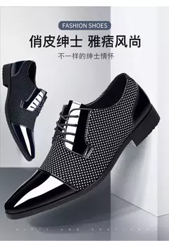 Tendência clássico masculino vestido sapatos para homens oxfords sapatos de couro patente rendas até formal couro preto festa de casamento shoes2023 - comprar online