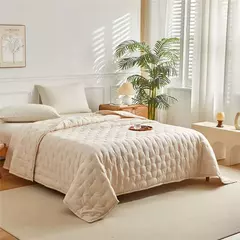 Imagem do Conjunto de colcha acolchoada branca, capa de cama fina com fronha, cáqui sólido, EUA, Reino Unido, tamanho AU, cobertor de colcha de verão, cama de hotel, 2/3 peças