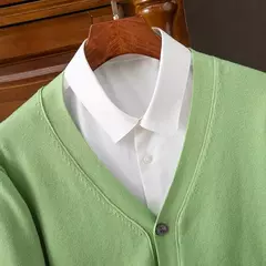Imagem do BROWON-Cardigã monocromático com decote em v masculino, suéter casual, cardigã comercial, clássico, moda coreana, roupas masculinas