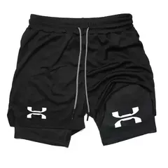 Shorts esportivos de malha rápida seca para homens, corrida, treino, compressão, corrida, fitness, ginásio, desempenho, casual, verão, 2 em 1 - comprar online
