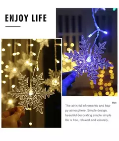 Natal floco de neve LED string luzes piscando fada cortina luzes extravagante festa de feriado decoração de ano novo 2024 - comprar online