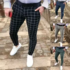 Calça casual xadrez justa versão coreana masculina, calça masculina adolescente, terno formal, calça de rua de alta qualidade, quatro estações, 2022 - Wolf Magazine