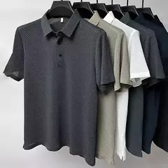 Camisa polo manga curta masculina, top respirável, solta, cor sólida, alta qualidade, moda casual, verão na internet