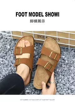 Sandálias masculinas de couro para praia, chinelo confortável, sapatos de marca original, verão 2022 - Wolf Magazine